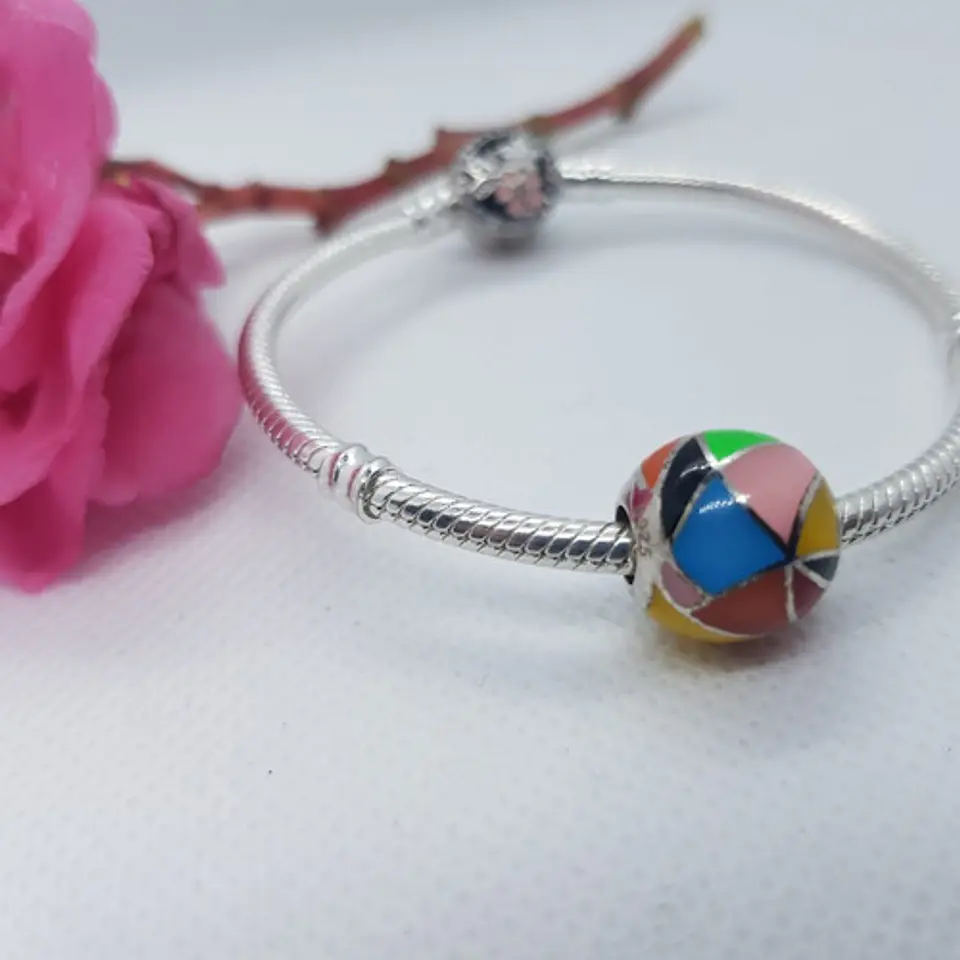 Charm dije abalorio bola de colores 925 color estilo Brito estilo Pandora 3