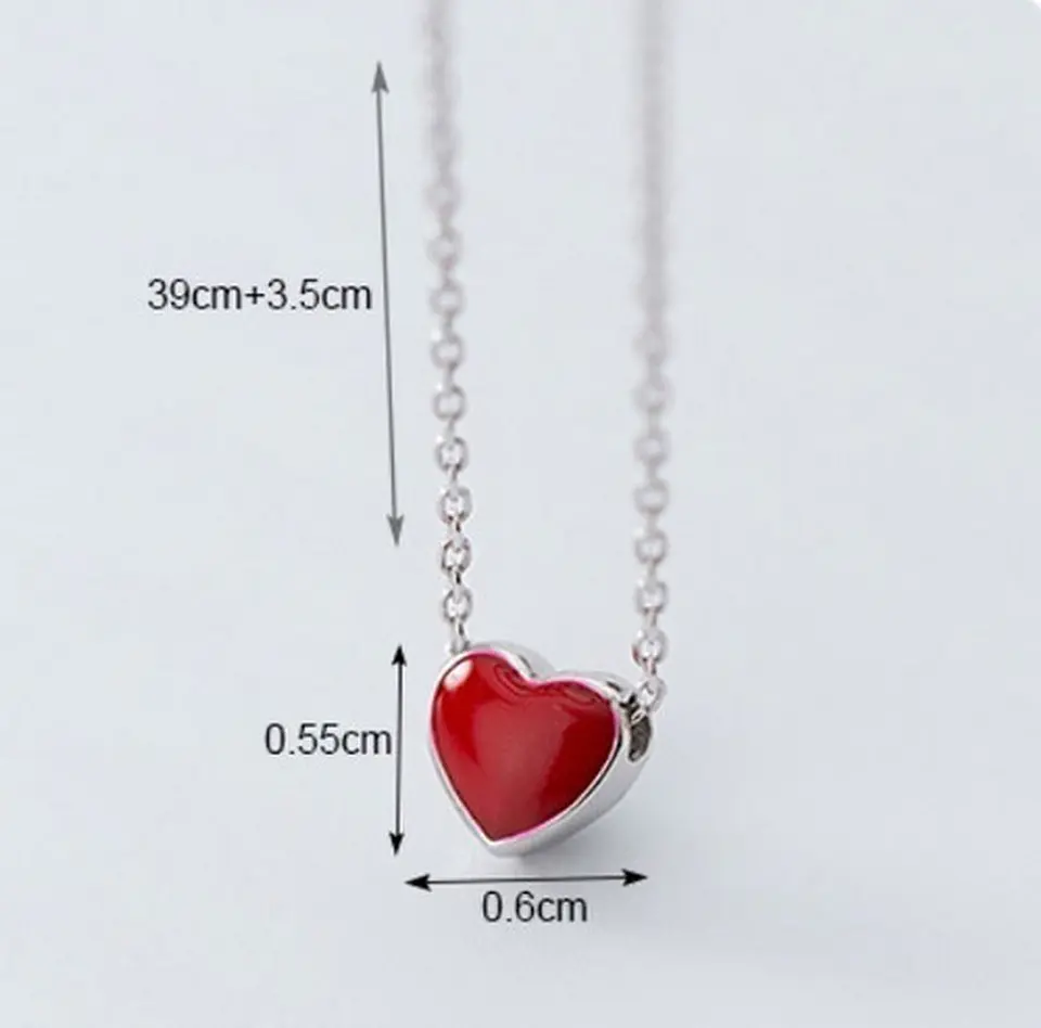 Colgante gargantilla Corazón Rojo plata fina ley S925 5