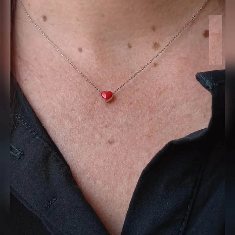 Colgante gargantilla Corazón Rojo plata fina ley S925 2