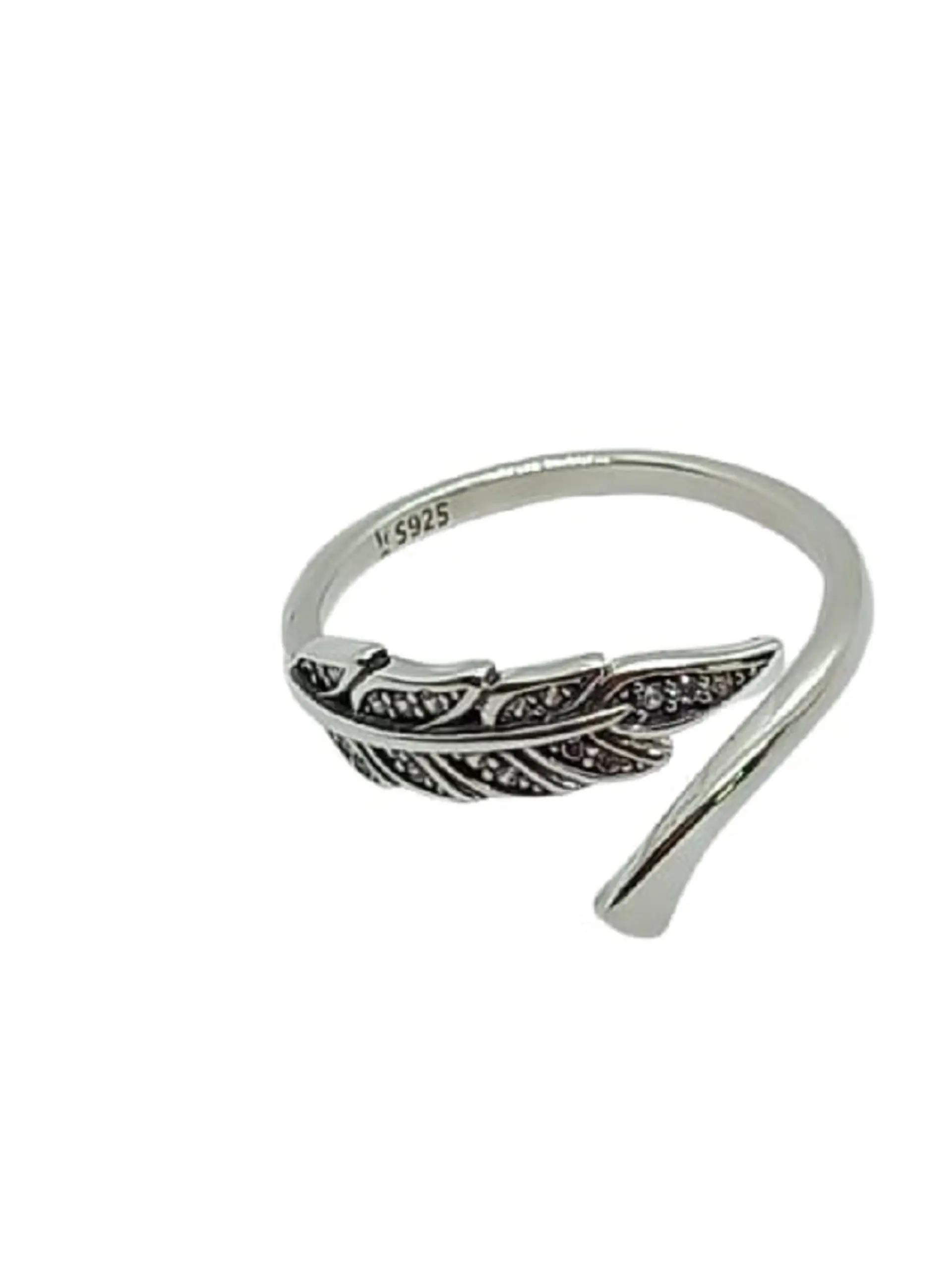 Anillos plumas alas zirconia plata 925 ajustable 7