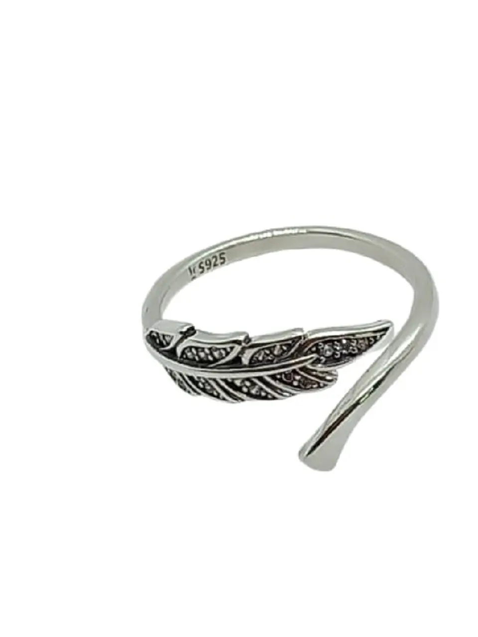 Anillos plumas alas zirconia plata 925 ajustable 7