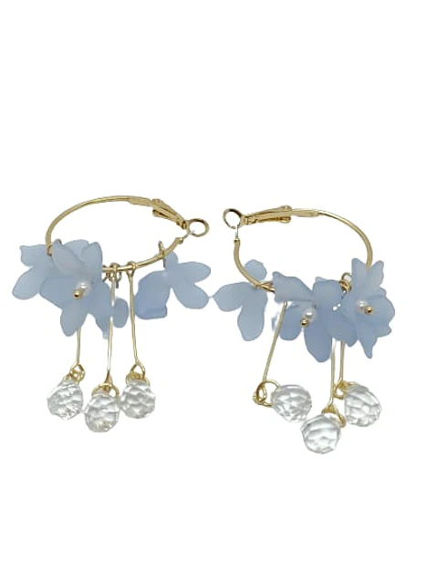 Aros pendientes largos flores colores pétalos primaveral