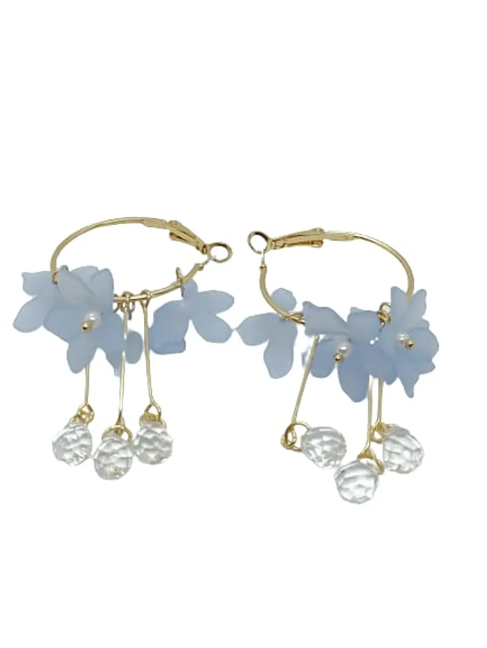 Aros pendientes largos flores colores pétalos primaveral 1