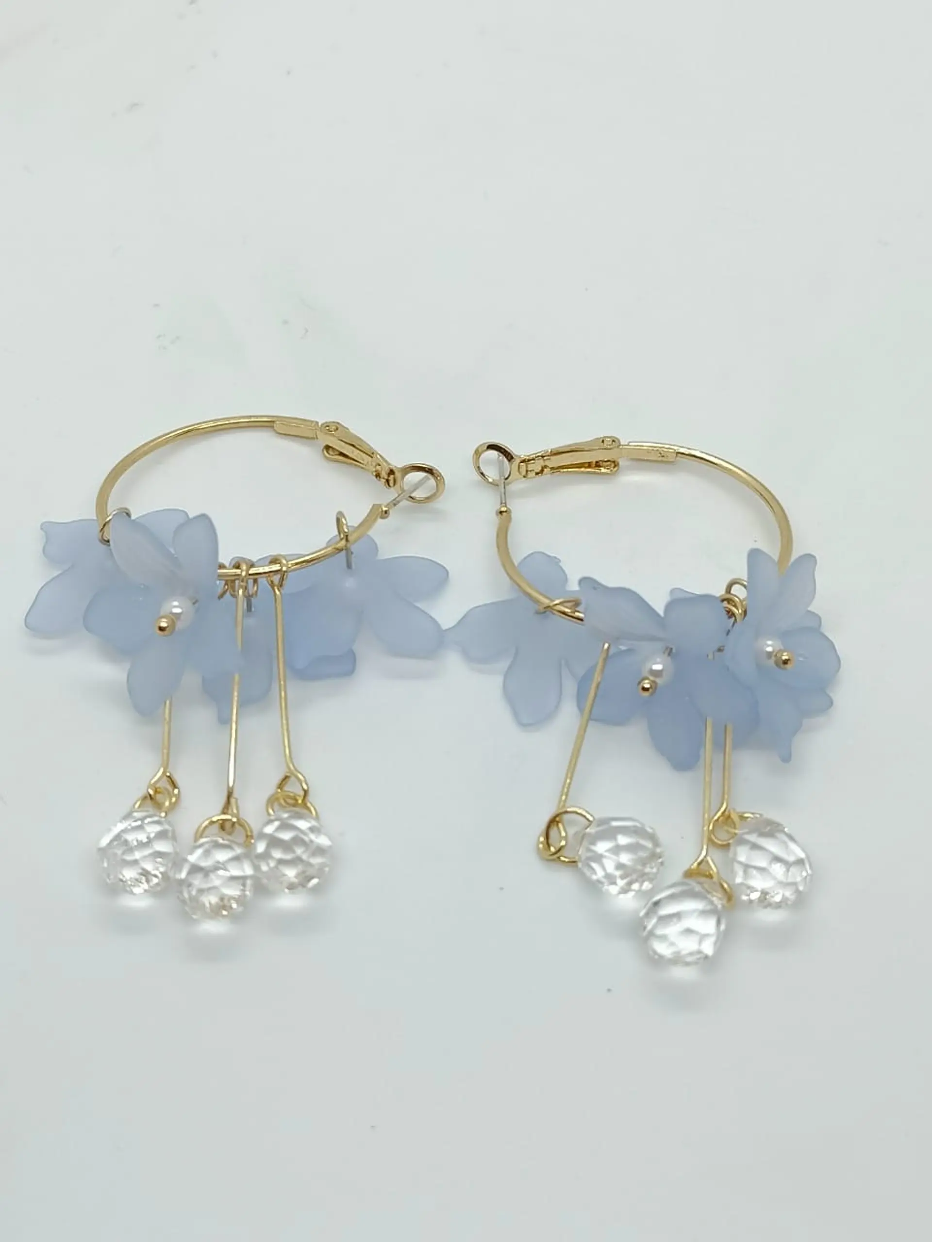 Aros pendientes largos flores colores pétalos primaveral 3