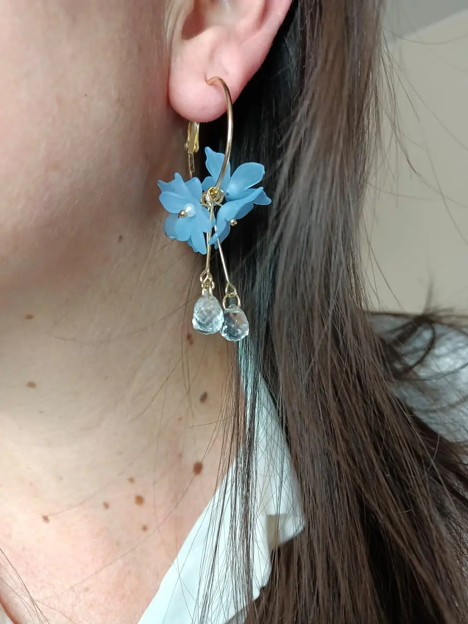 Aros pendientes largos flores colores pétalos primaveral 4