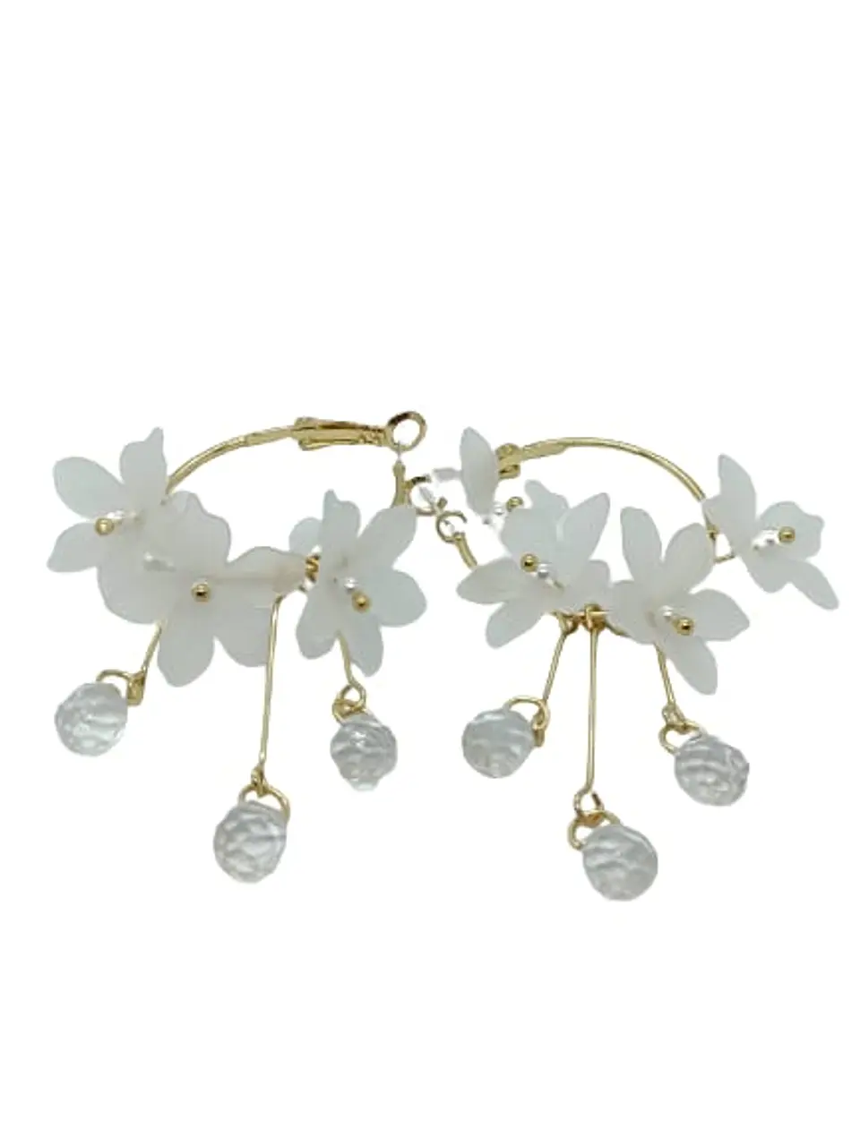 Aros pendientes largos flores colores pétalos primaveral 6