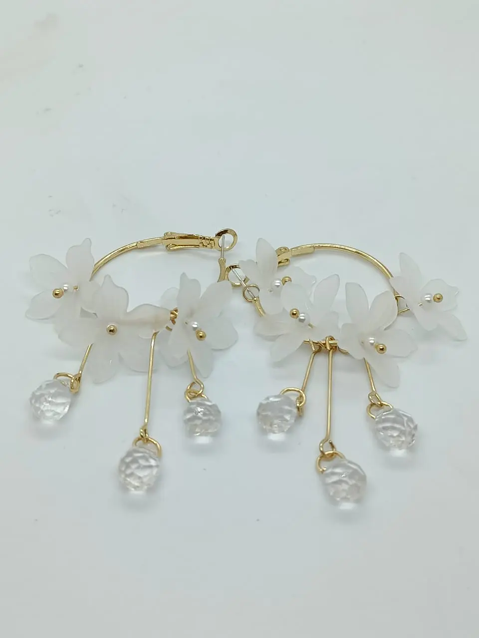 Aros pendientes largos flores colores pétalos primaveral 8