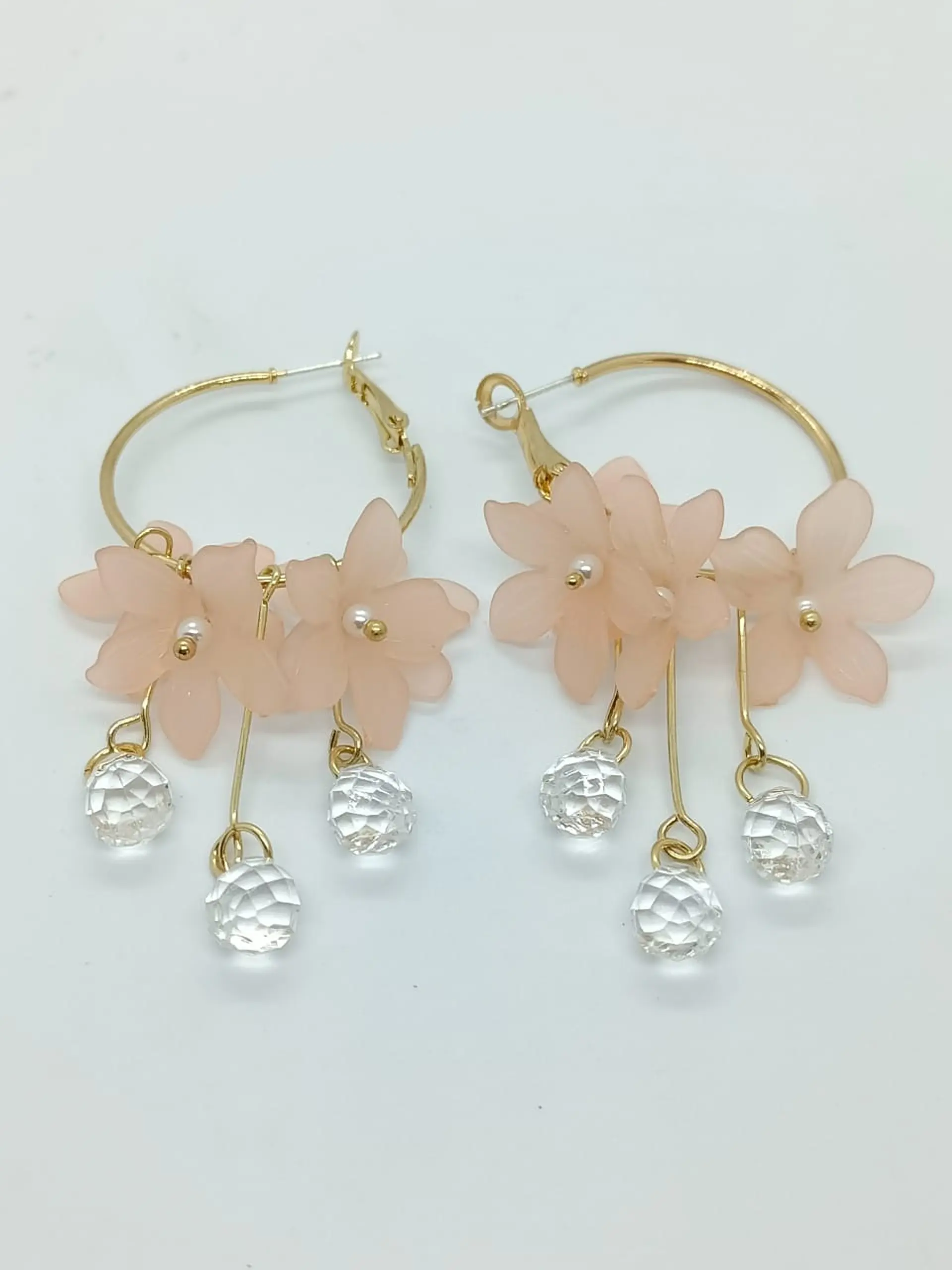 Aros pendientes largos flores colores pétalos primaveral 13