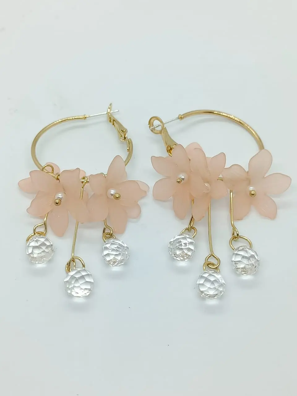 Aros pendientes largos flores colores pétalos primaveral 13