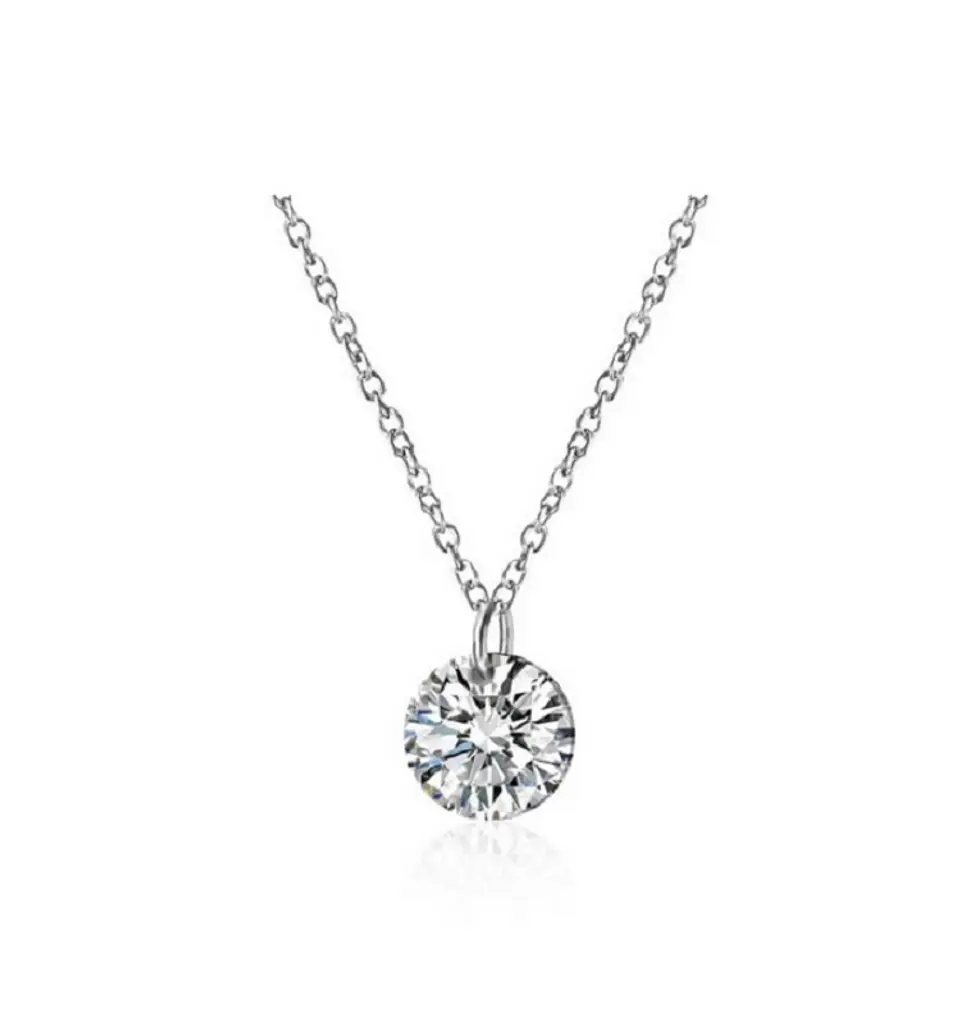 Colgante Collar Punto Luz Zirconio Colores Plata fina ley S925 1
