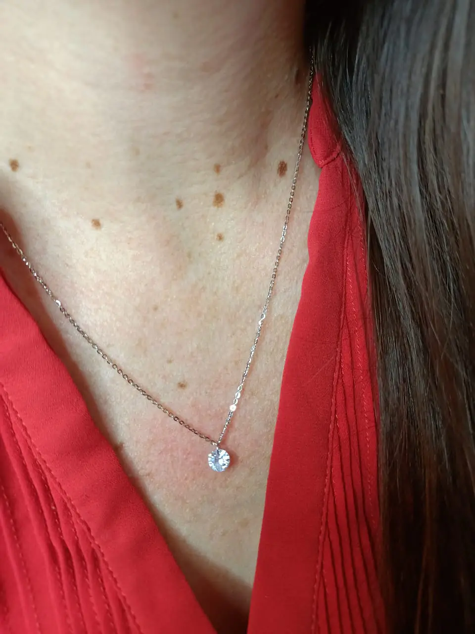 Colgante Collar Punto Luz Zirconio Colores Plata fina ley S925 2
