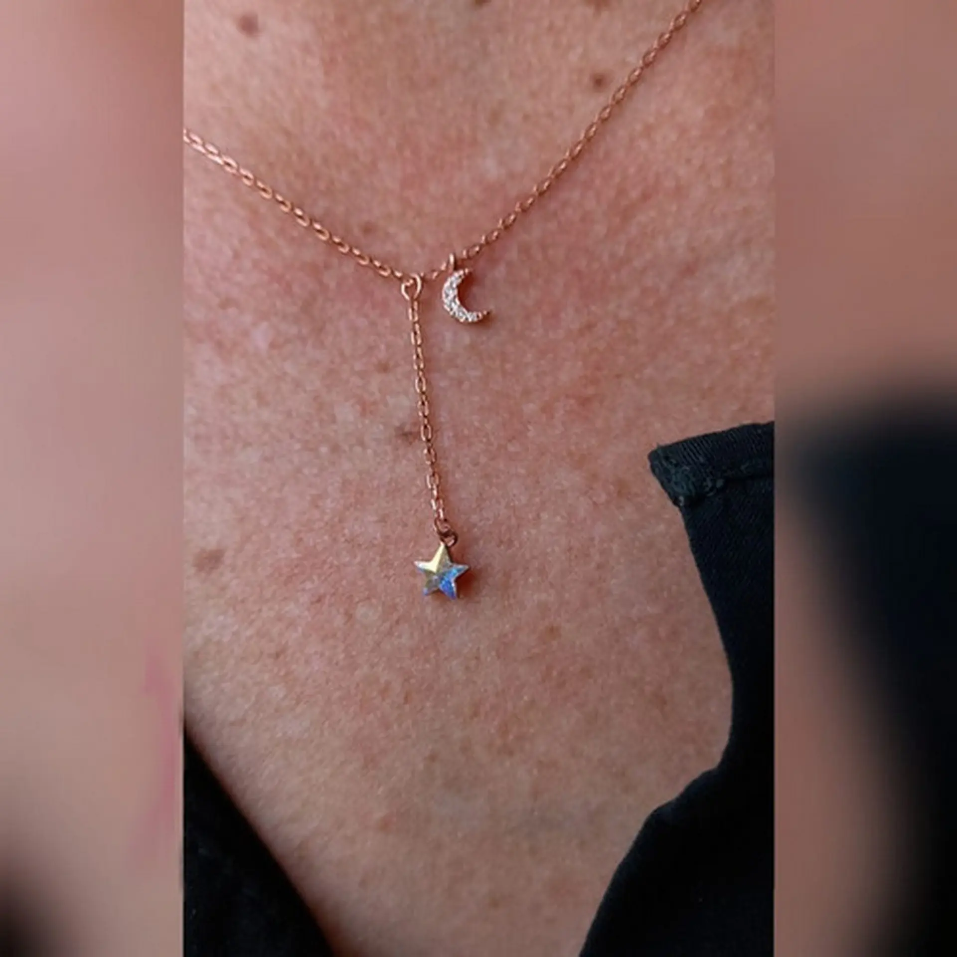 Colgante Cadena Plata con baño de oro rosa Estrella Tornasol 7