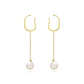 Aros perla colgante earcuff sin perforaciones enchapado en oro 14k - Miniatura 1