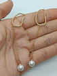Aros perla colgante earcuff sin perforaciones enchapado en oro 14k - Miniatura 4