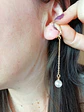 Aros perla colgante earcuff sin perforaciones enchapado en oro 14k - Miniatura 5