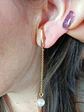 Aros perla colgante earcuff sin perforaciones enchapado en oro 14k - Miniatura 6