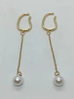 Aros perla colgante earcuff sin perforaciones enchapado en oro 14k - Miniatura 7