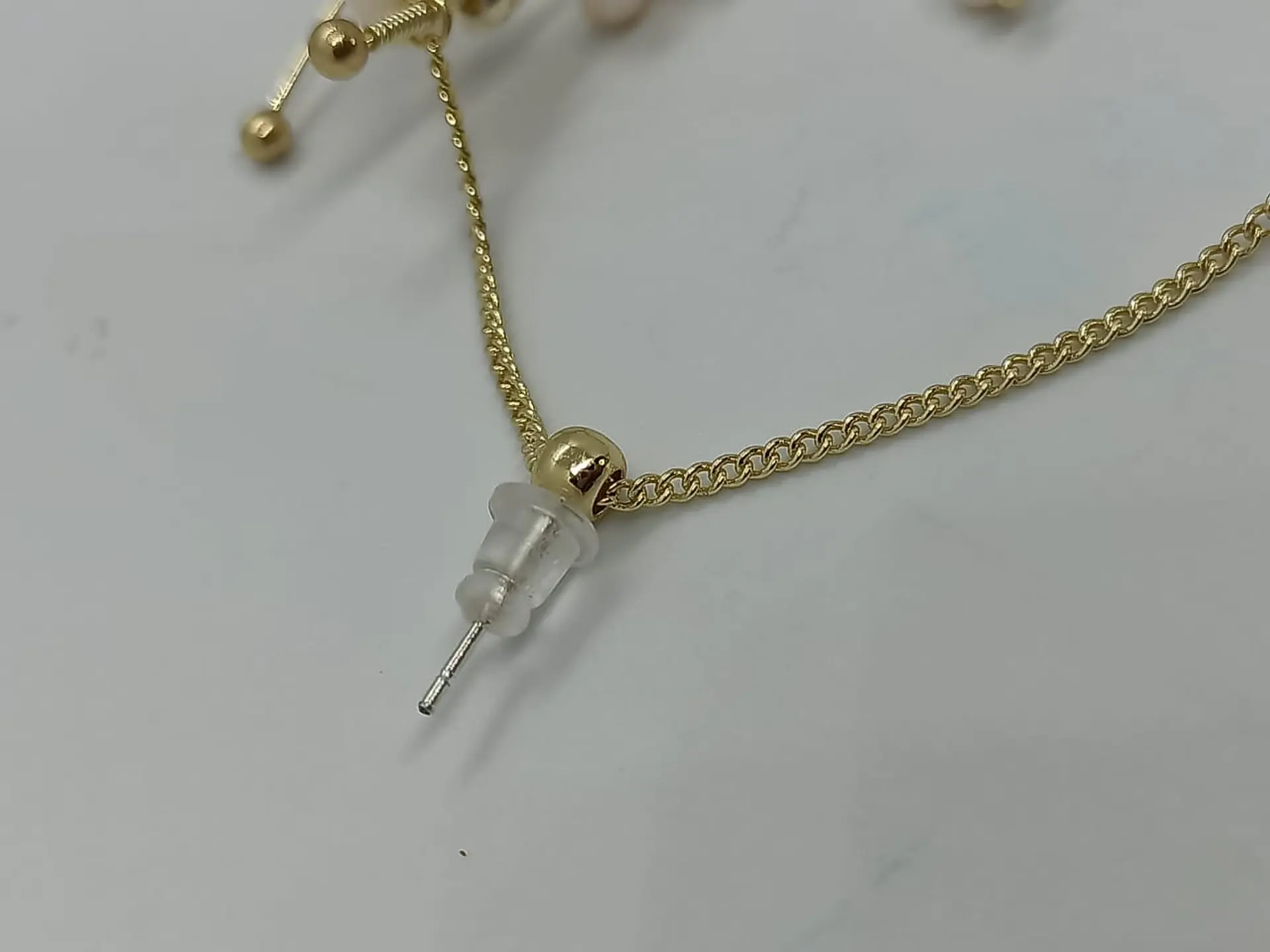 Pendiente Trepador 1 Pieza Perlas Blancas Vintage Moda 7