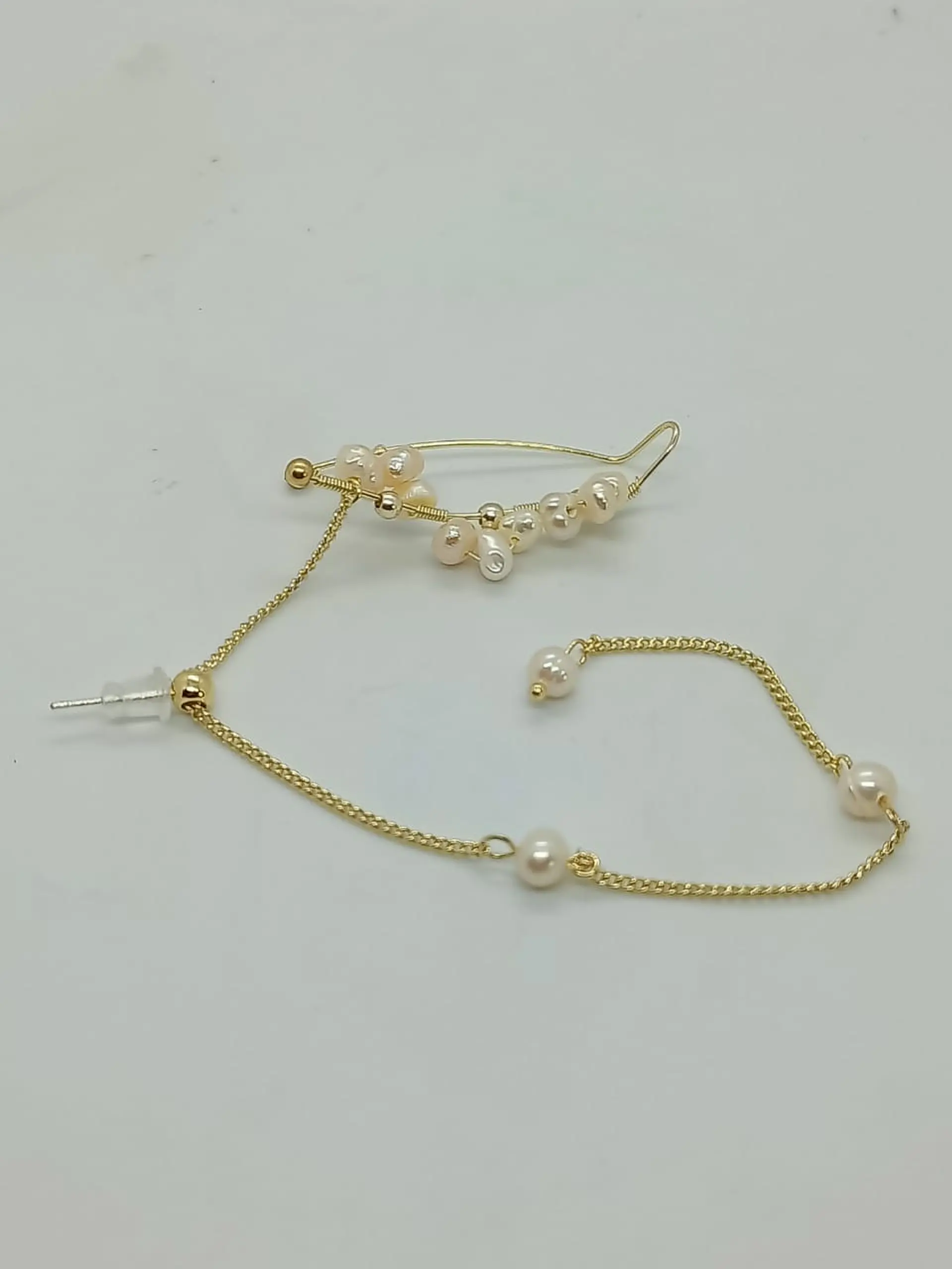 Pendiente Trepador 1 Pieza Perlas Blancas Vintage Moda 8