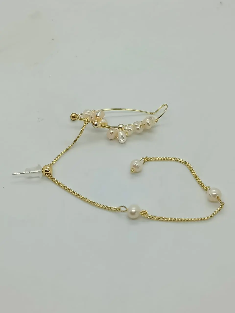 Pendiente Trepador 1 Pieza Perlas Blancas Vintage Moda 8