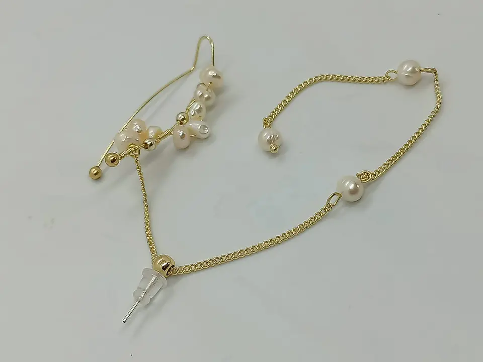 Pendiente Trepador 1 Pieza Perlas Blancas Vintage Moda 10