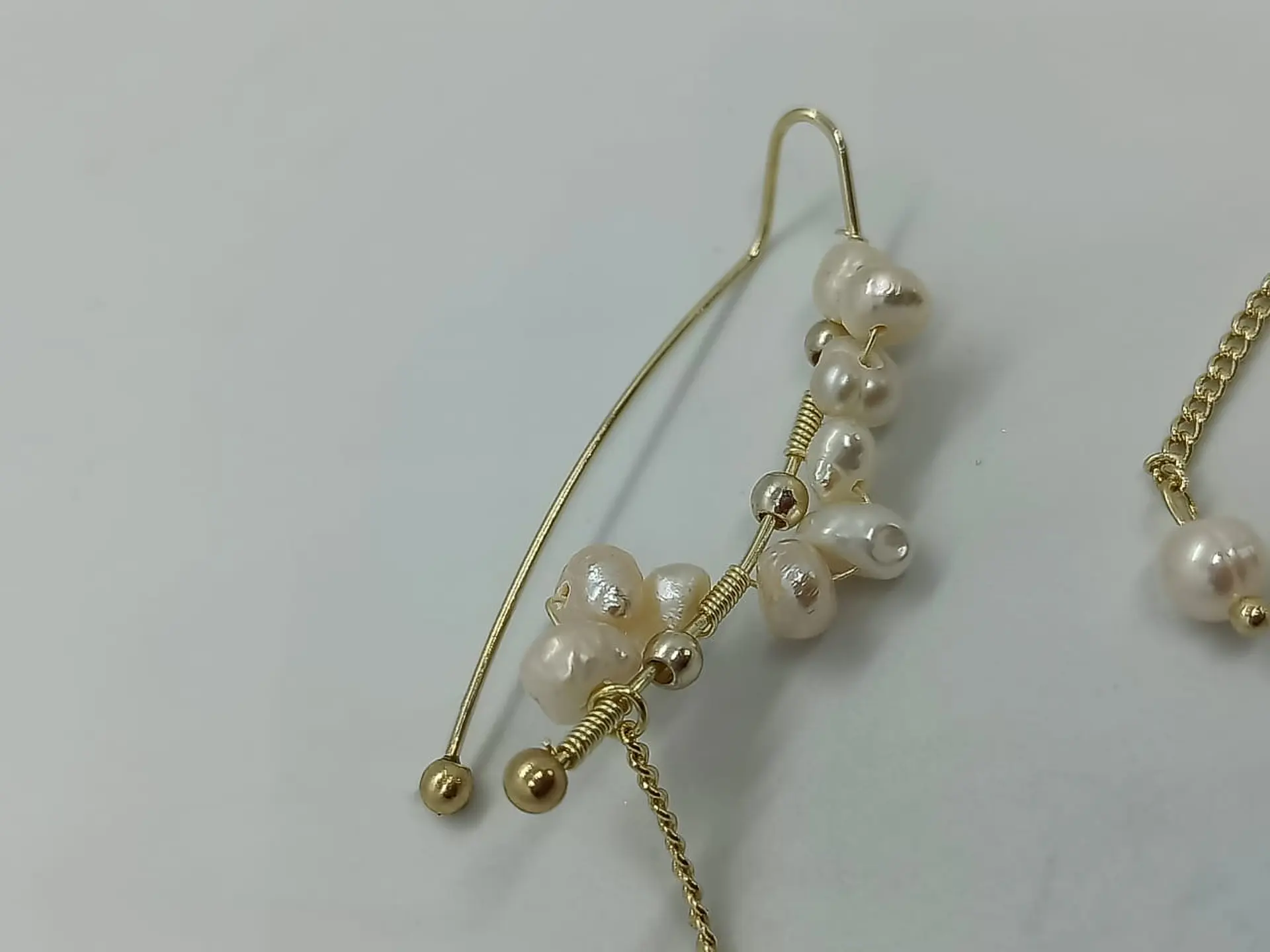 Pendiente Trepador 1 Pieza Perlas Blancas Vintage Moda 11