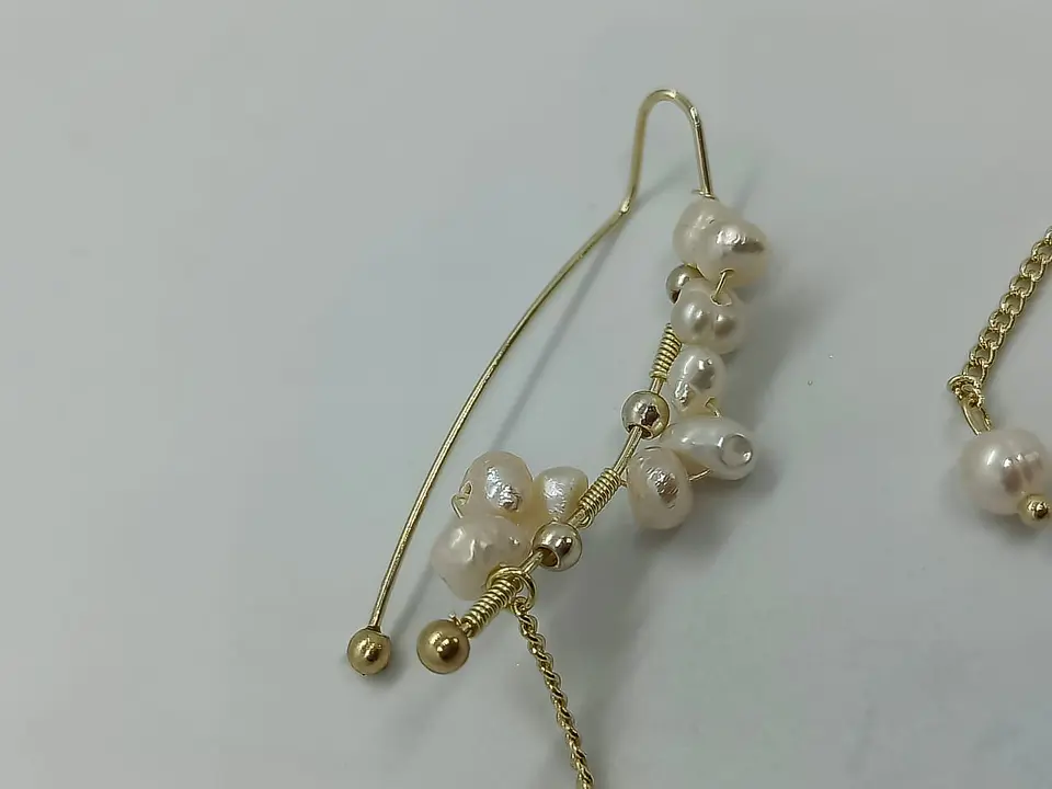Pendiente Trepador 1 Pieza Perlas Blancas Vintage Moda 11
