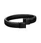 Pulsera De Cuero Negro Hombre Mujer Elegante Brazalete - Miniatura 1