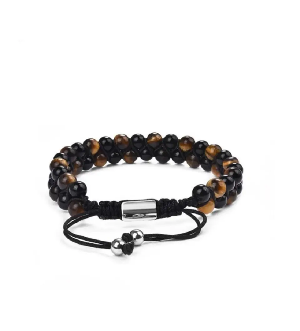 Pulsera Punk Brazalete Ajustable Ojo De Tigre Acero Chakras 1
