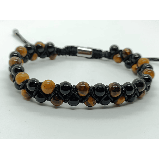 Pulsera Punk Brazalete Ajustable Ojo De Tigre Acero Chakras 4