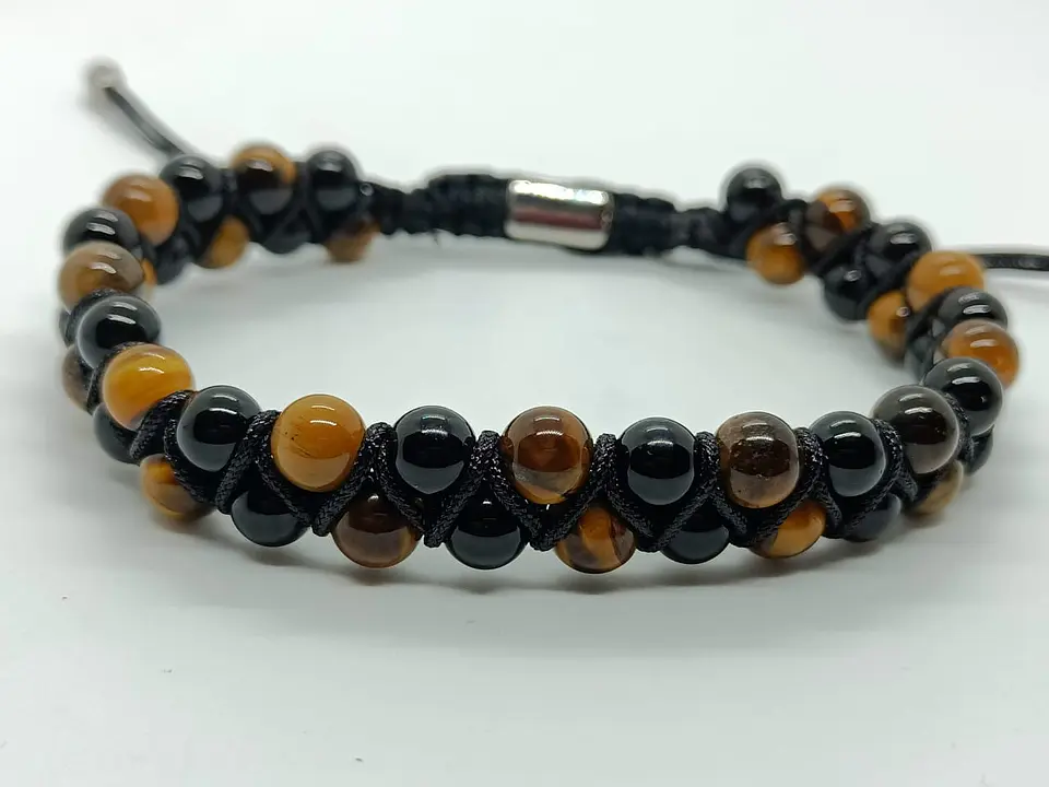 Pulsera Punk Brazalete Ajustable Ojo De Tigre Acero Chakras 4