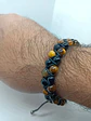 Pulsera Punk Brazalete Ajustable Ojo De Tigre Acero Chakras - Miniatura 7