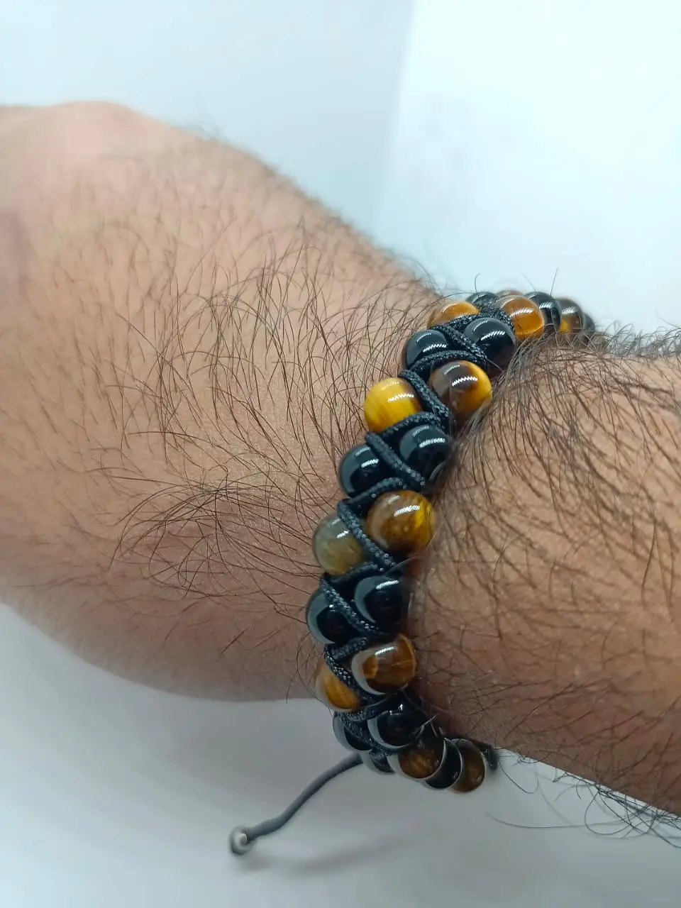 Pulsera Punk Brazalete Ajustable Ojo De Tigre Acero Chakras 7