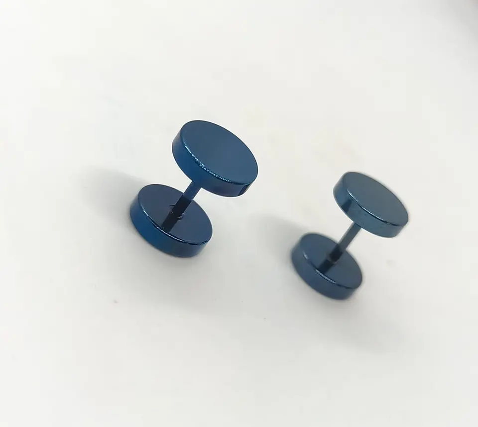 Aros Barbell Punk Black Rock Hombre Mujer Moda Juvenil 8mm 9