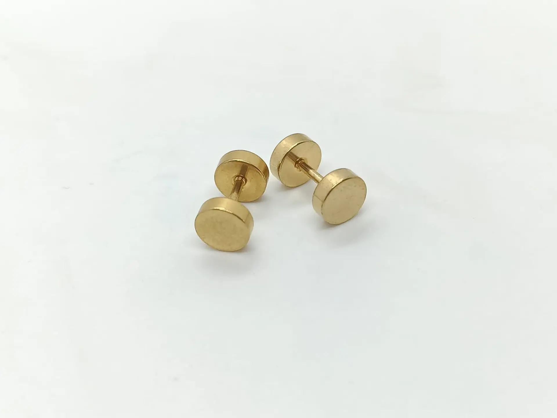 Aros Punk Acero Moda 6mm Juvenil Barbell Plateado o dorado. 5