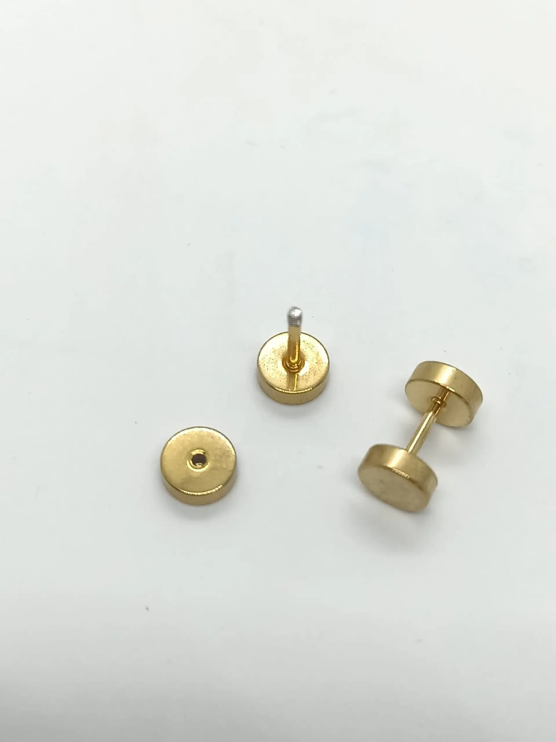 Aros Punk Acero Moda 6mm Juvenil Barbell Plateado o dorado. 7