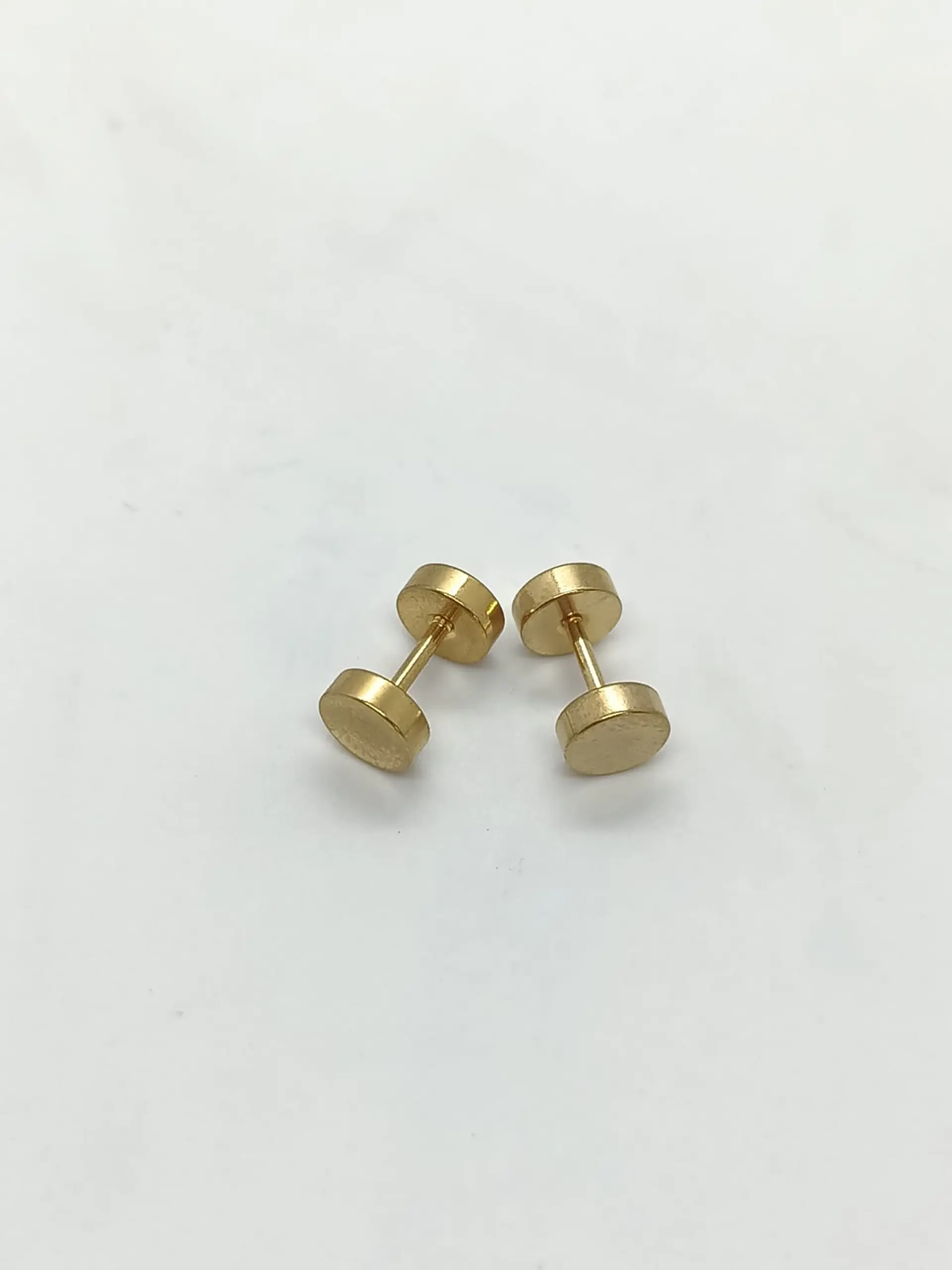 Aros Punk Acero Moda 6mm Juvenil Barbell Plateado o dorado. 8