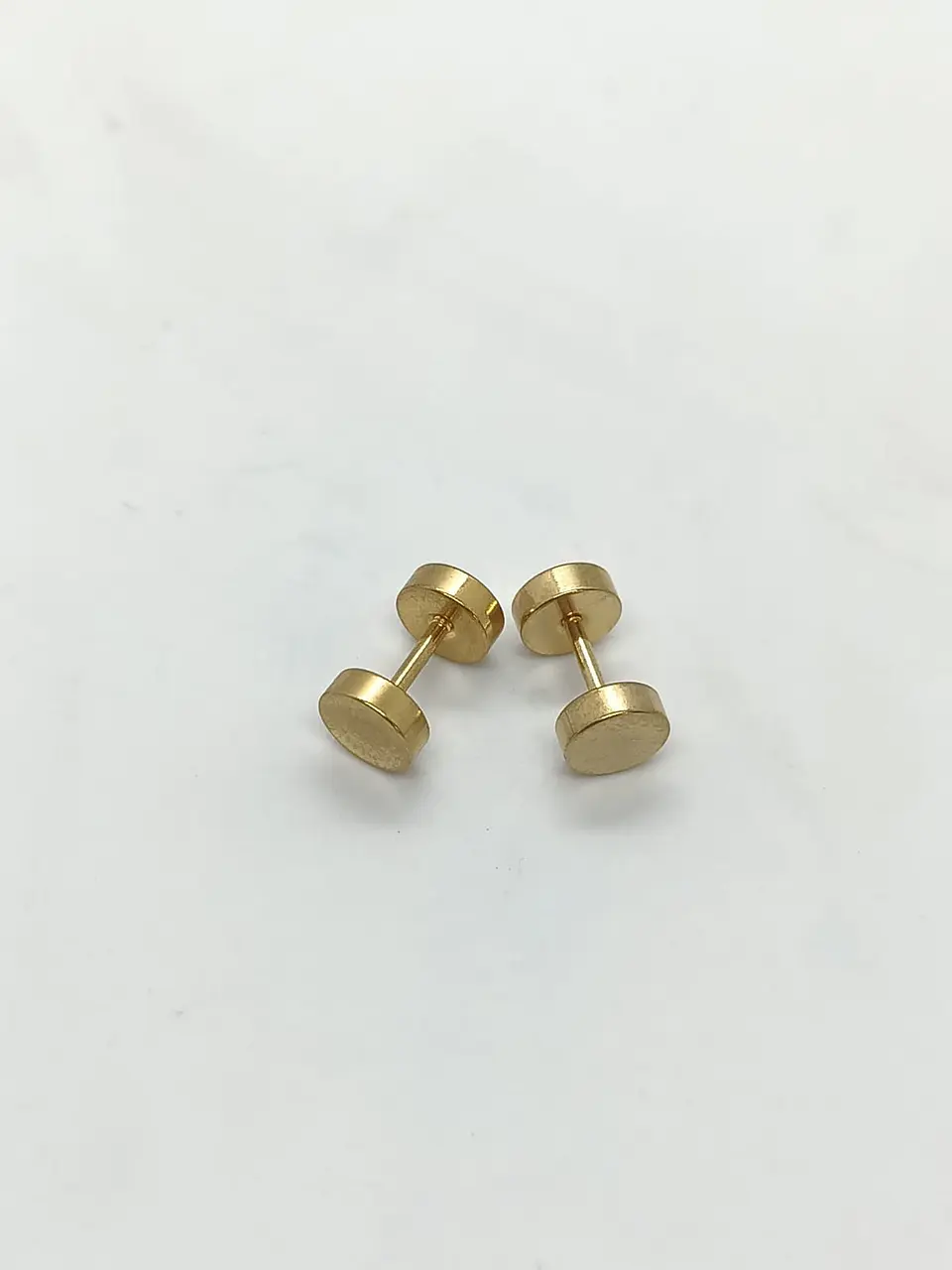 Aros Punk Acero Moda 6mm Juvenil Barbell Plateado o dorado. 8