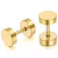 Aros Punk Acero Moda 6mm Juvenil Barbell Plateado o dorado. - Miniatura 9