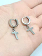 Aros Punk Largo Cruz Acero Negro Pendientes Hombre Mujer  - Miniatura 2