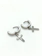 Aros Punk Largo Cruz Acero Negro Pendientes Hombre Mujer  - Miniatura 3