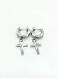 Aros Punk Largo Cruz Acero Negro Pendientes Hombre Mujer  - Miniatura 5
