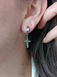 Aros Punk Largo Cruz Acero Negro Pendientes Hombre Mujer  - Miniatura 6