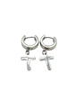 Aros Punk Largo Cruz Acero Negro Pendientes Hombre Mujer  - Miniatura 7