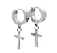 Aros Punk Largo Cruz Acero Negro Pendientes Hombre Mujer  - Miniatura 1