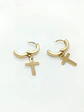 Aros Punk Largo Cruz Acero Negro Pendientes Hombre Mujer  - Miniatura 9