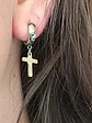 Aros Punk Largo Cruz Acero Negro Pendientes Hombre Mujer  - Miniatura 10