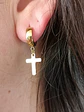 Aros Punk Largo Cruz Acero Negro Pendientes Hombre Mujer  - Miniatura 12