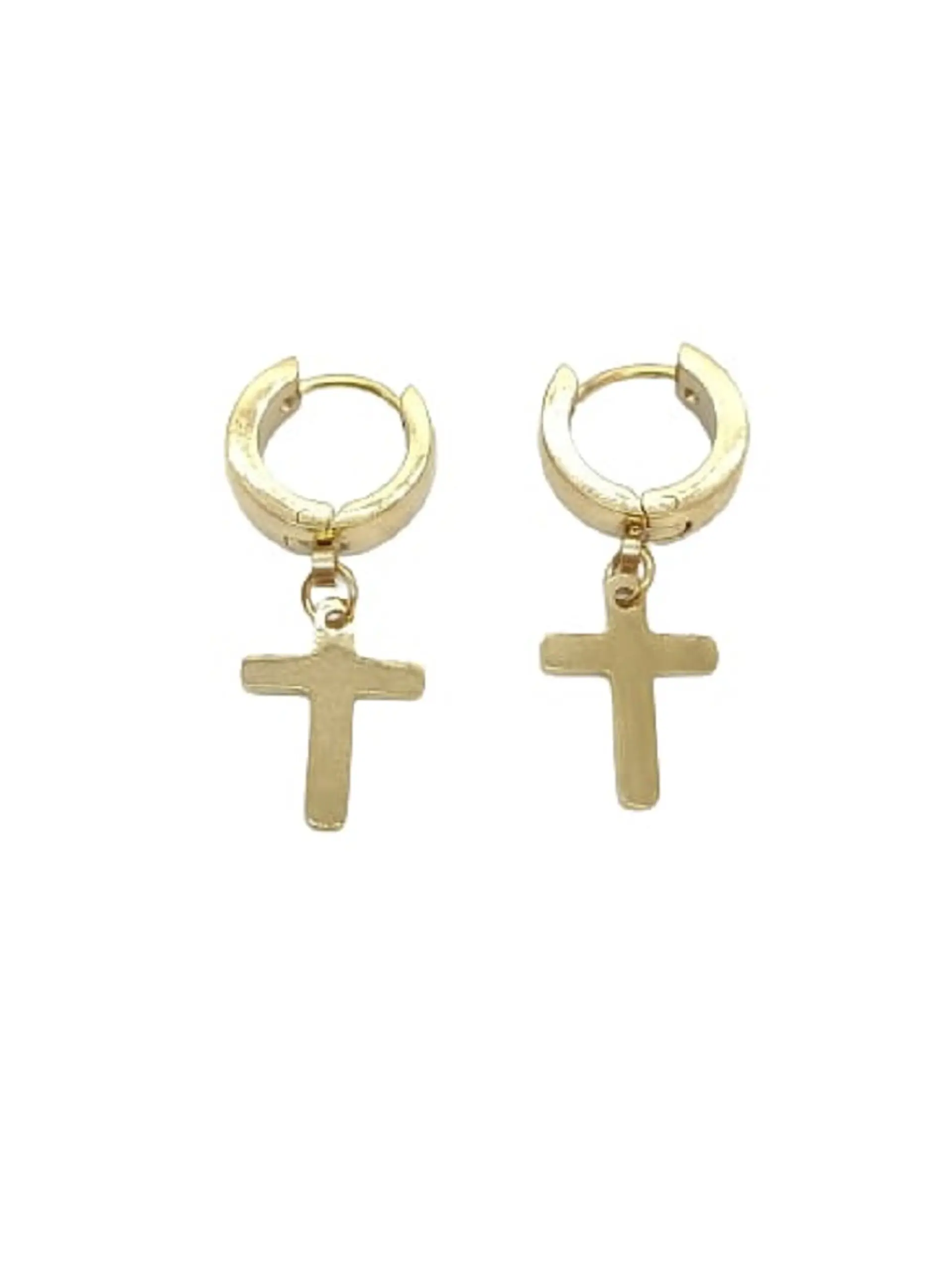 Aros Punk Largo Cruz Acero Negro Pendientes Hombre Mujer  8