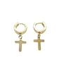 Aros Punk Largo Cruz Acero Negro Pendientes Hombre Mujer  - Miniatura 8